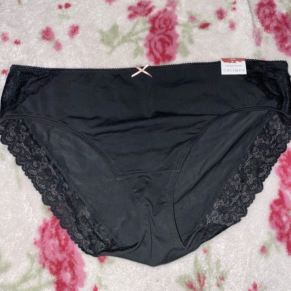 CACIQUE COTTON HIPSTERS-LACE TRIMMED BACK